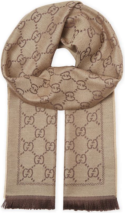 gucci logo scarf brown|gucci scarf unisex.